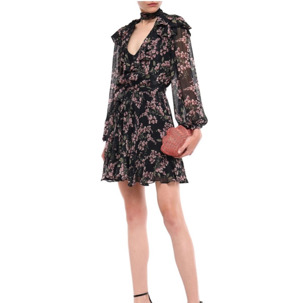 Zimmermann neck tie floral mini dress
